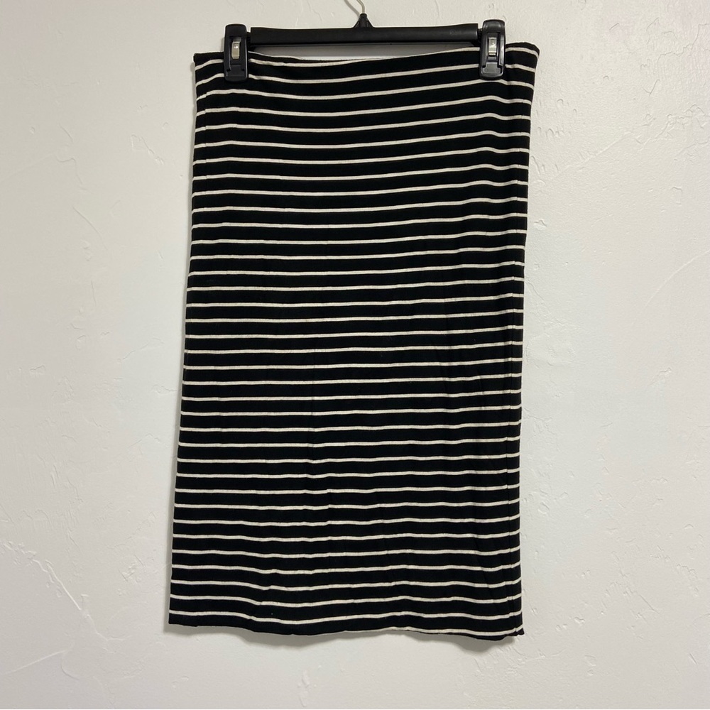 LOFT Ann Taylor Black White Stripe Pencil Skirt Women's Small